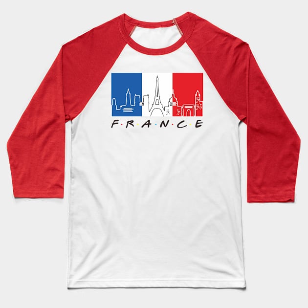 france flag and skyline Baseball T-Shirt by BAJAJU